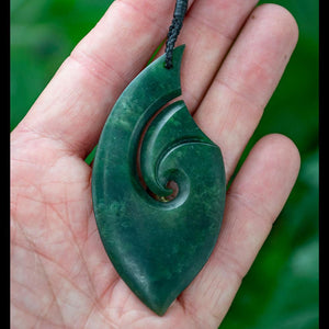 Large Dark Jade Matau by Madelyne Gourdin