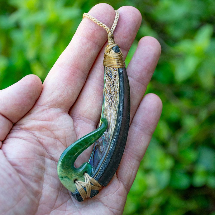 Huge Flower Jade and Paua Pa Kahawai (trolling lure) by Alex Sands