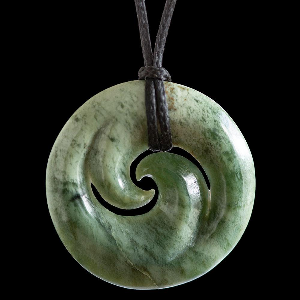 Small Flower Jade Koru by Elliot Lewis