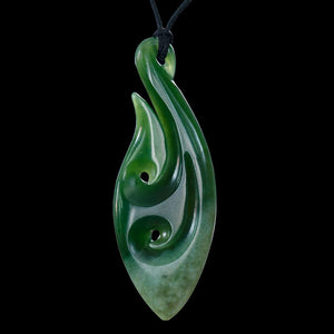 Large Flower Jade Matau Pendant by Ross Crump