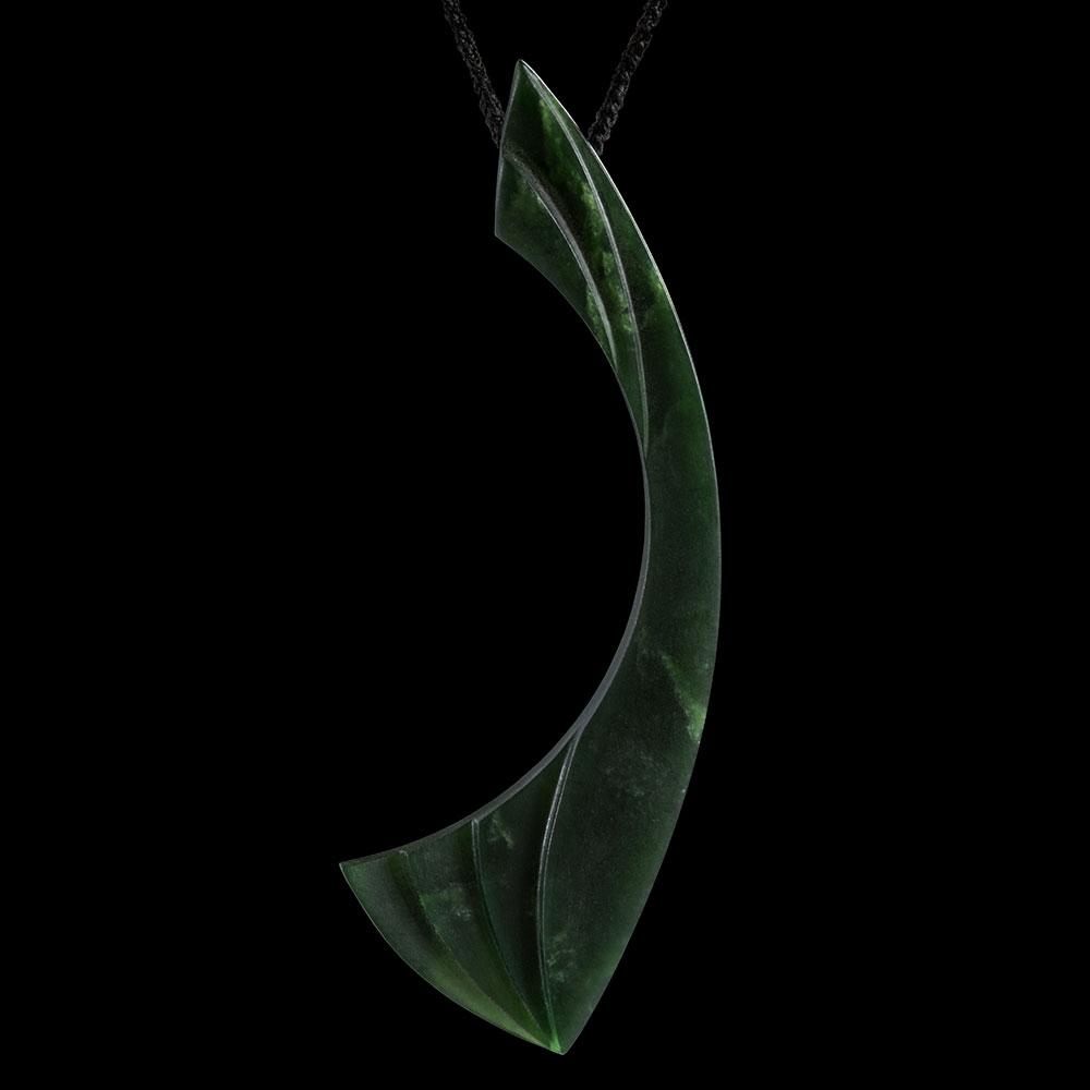 Large Dark Flower Jade Crescent by Madelyne Gourdin