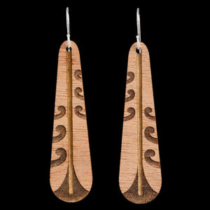 Wooden Piwakawaka Feather Earrings by Kristal Thompson (3 Sizes)