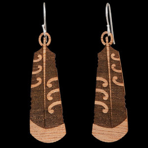 Wooden Huia Feather Earrings by Kristal Thompson (3 Sizes)