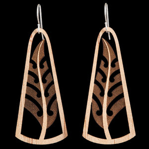 Wooden Silver Fern Earrings by Kristal Thompson (3 Sizes)