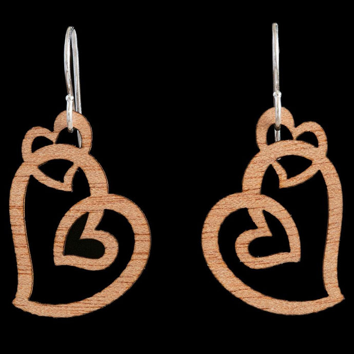 Wooden Koru Heart Earrings by Kristal Thompson