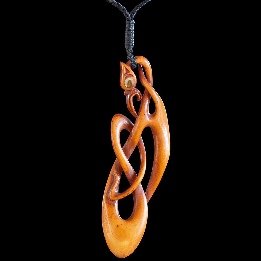 Wearable Stained Bone Manaia Twisting Vine By Yuri Terenyi